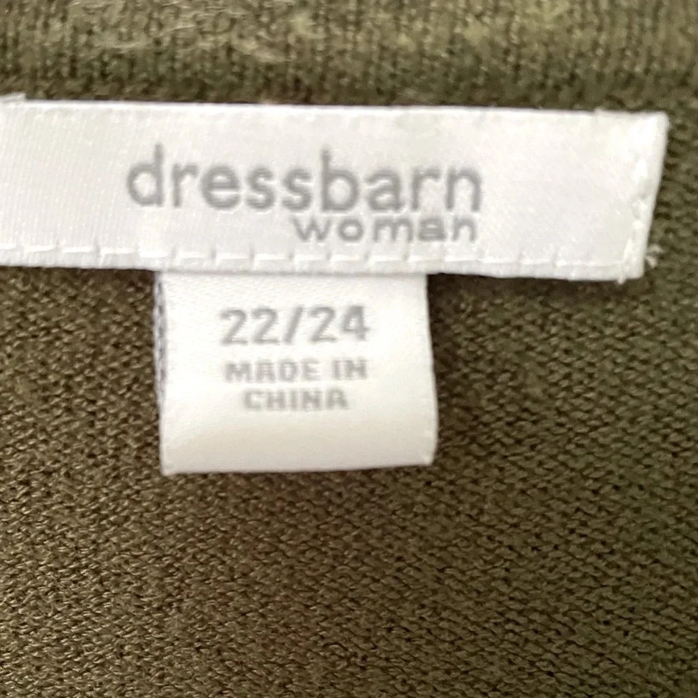 2pc Dress Barn Moss green sweater set. Embellished front & sleeve, button down. - Picture 2 of 7